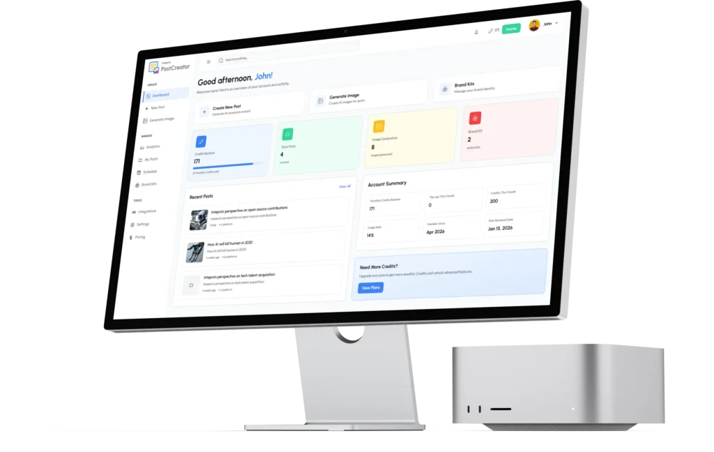Intepra post Creator Dashboard